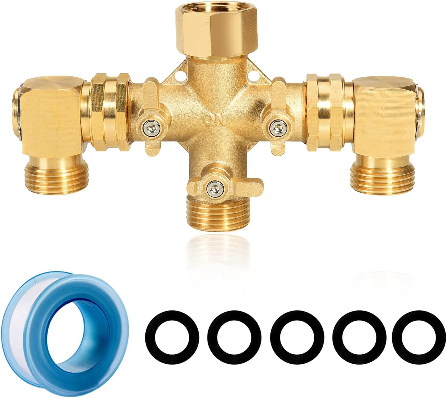 Garden Hose Splitter High Flow 3 Way Brass Hose Bib Adapter