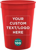 Custom Disposable Plastic Cups 12 oz Set of 100 for Events