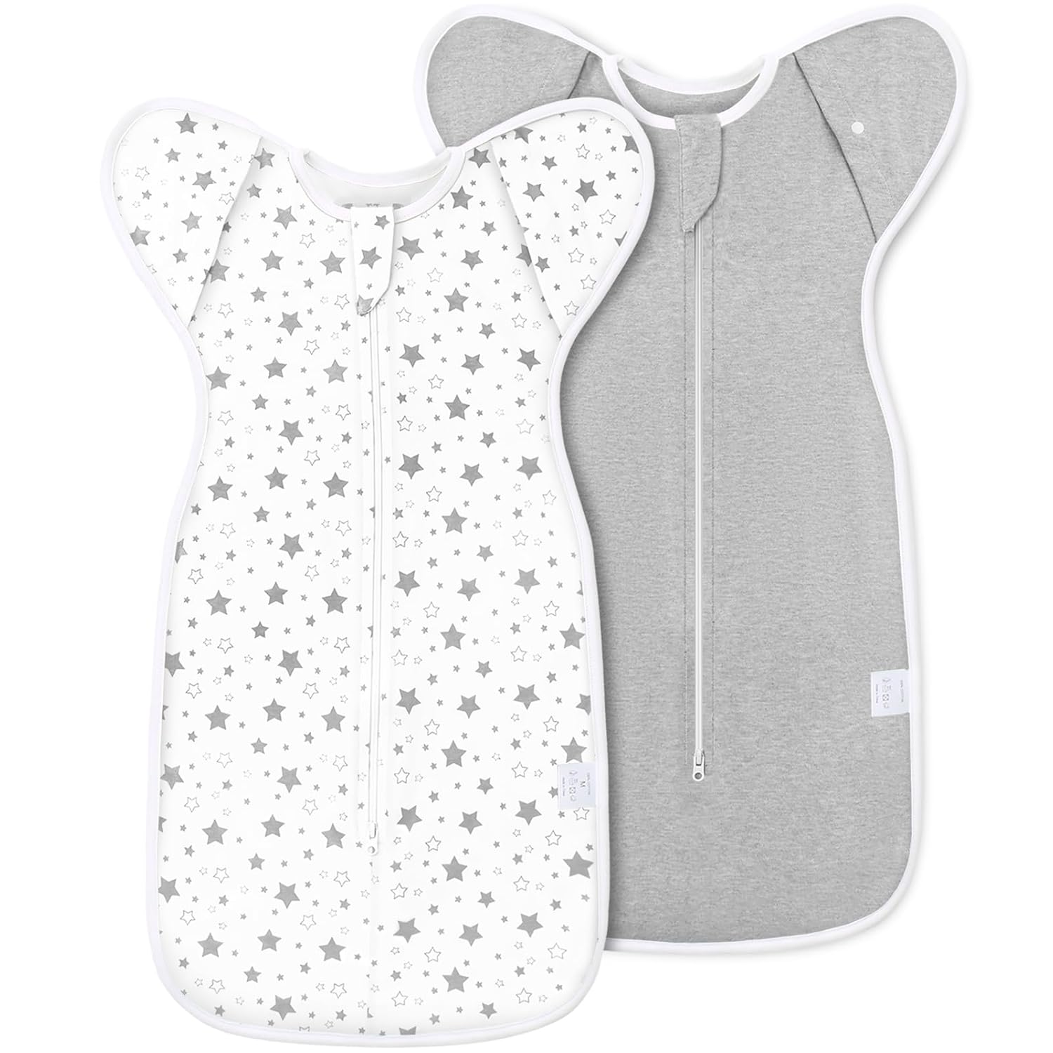 2-Pack Baby Swaddle Sleep Sack for Newborns - Gray Stars Design
