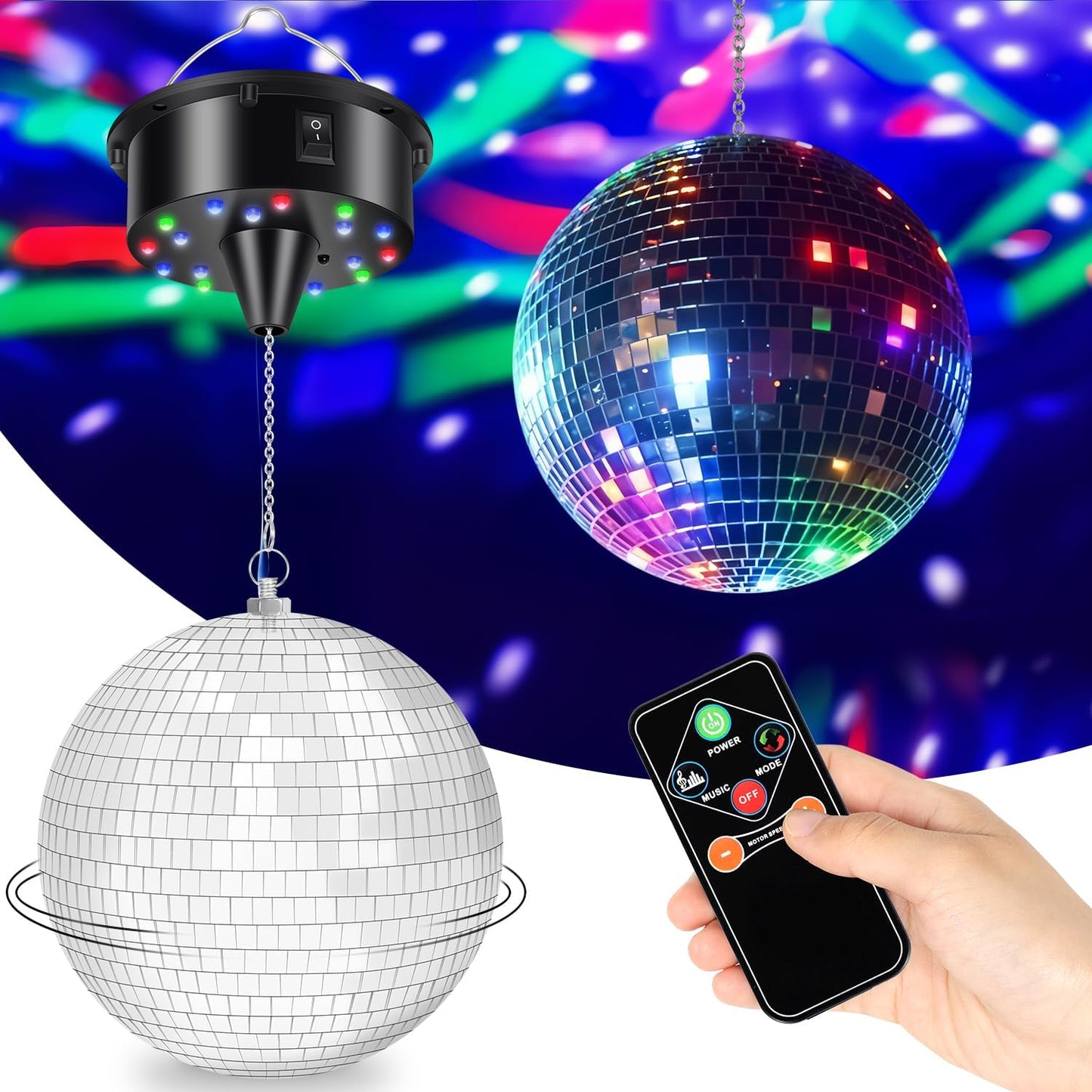 7 Inch Hanging LED Disco Mirror Ball for Indoor Parties
