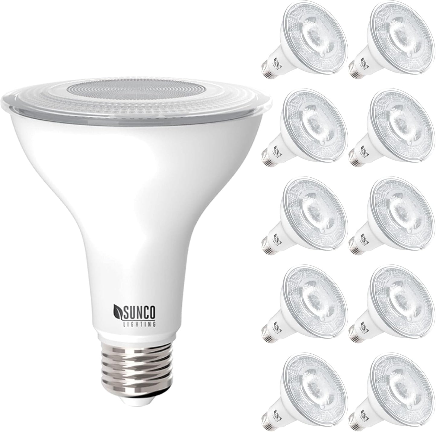 Sunco 10 Pack PAR30 LED Bulbs - Super Bright Dimmable Lights