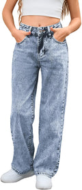 Girl's Denim Pants High Waisted Straight Leg Jeans - Comfortable Fit