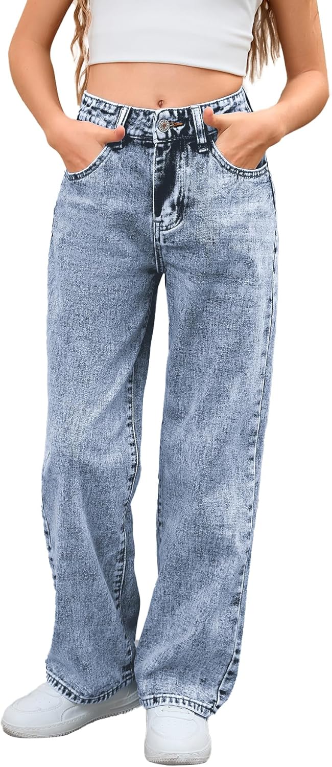 MakeMeChic Girl's High Waisted Straight Leg Denim Pants Review