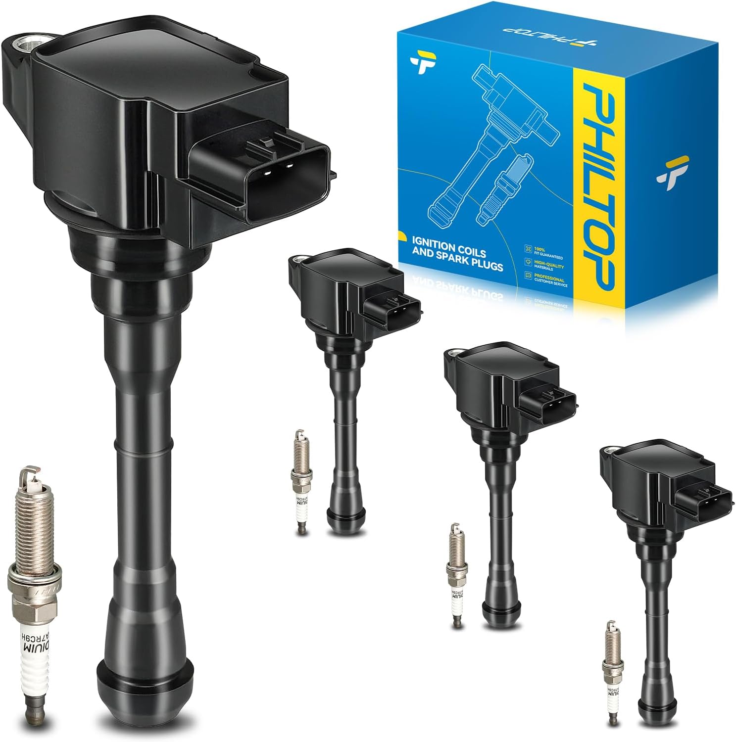 PHILTOP Ignition Coil Pack and Spark Plugs for Nissan Juke