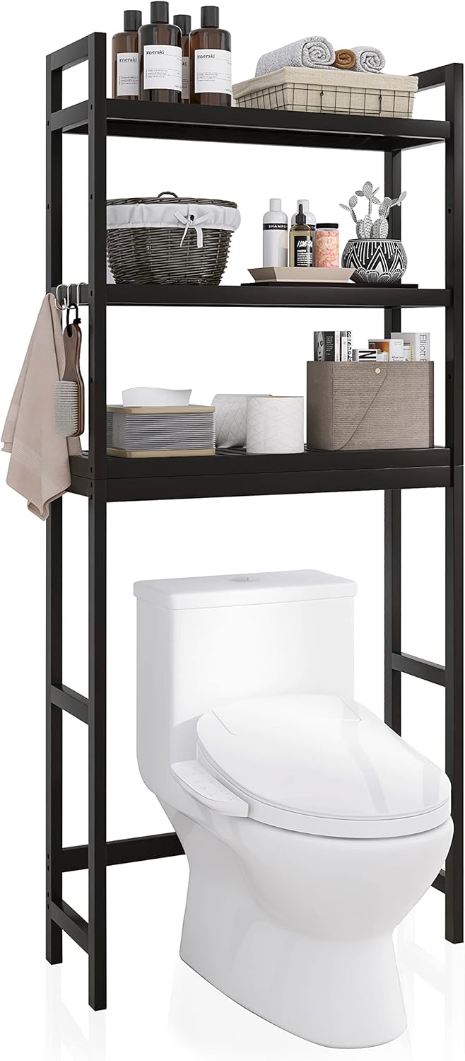 Bamboo Over-The-Toilet Organizer Rack for Bathroom Storage