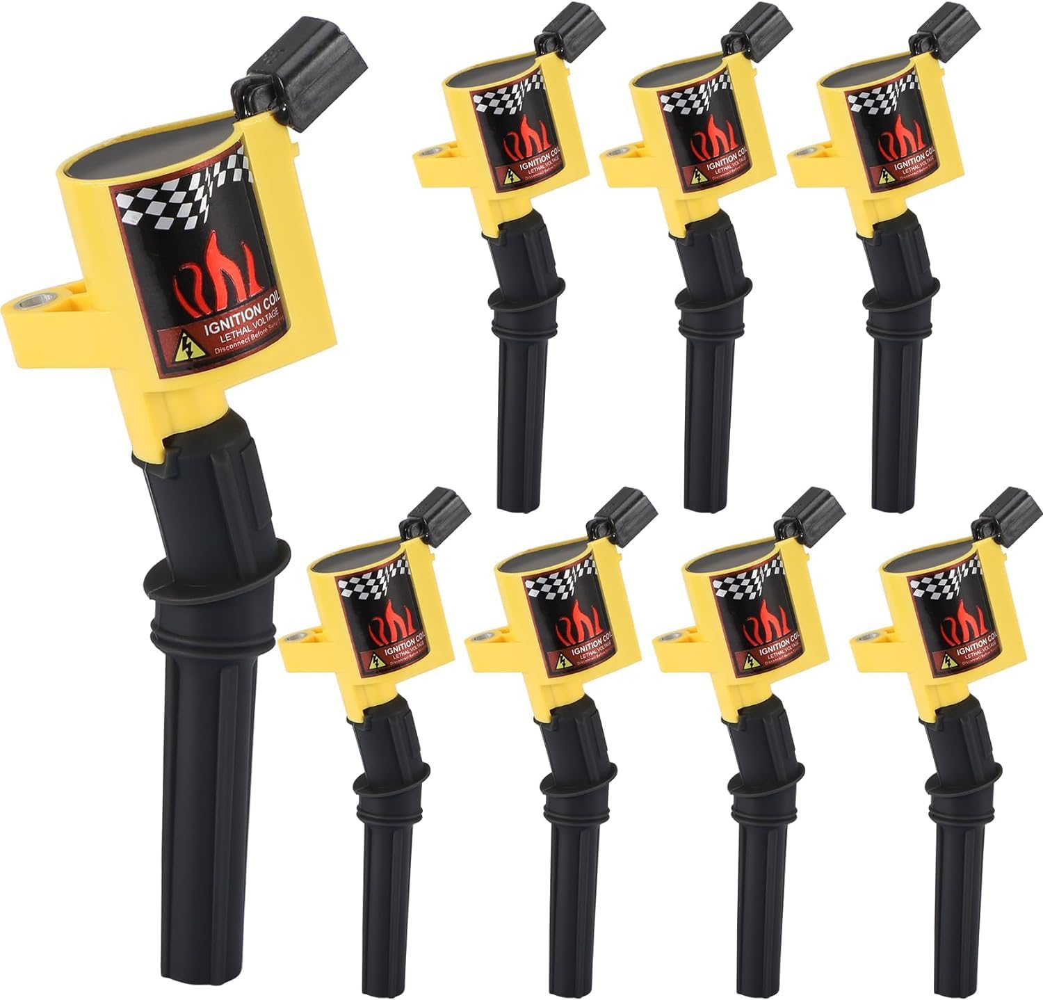 Curved Boot Ignition Coils Pack of 8 for Ford Vehicles