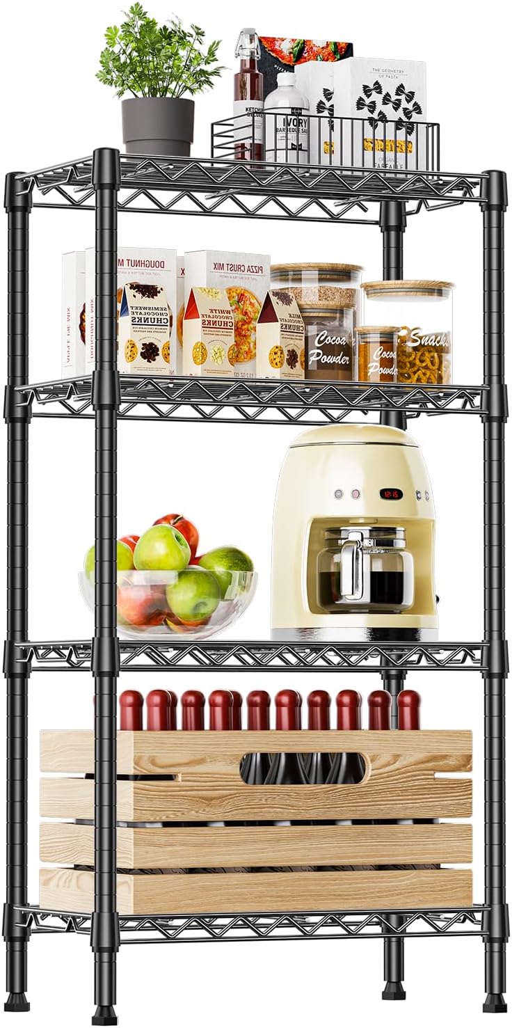 IZEUK 4 Tier Steel Storage Shelves for Kitchen and Office Use