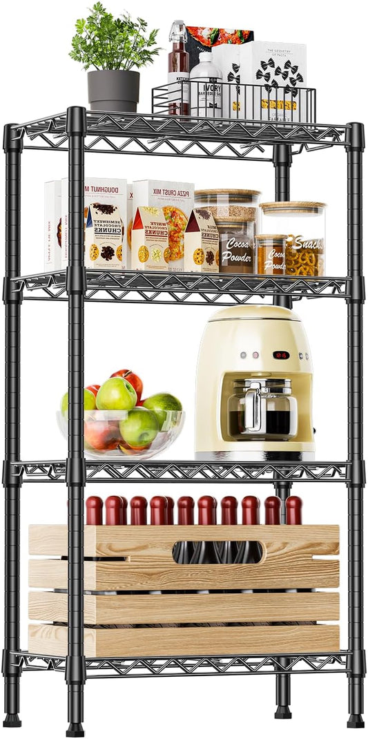 IZEUK 4 Tier Steel Storage Shelves for Kitchen and Office Use