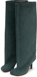 Knee High Boots for Women Faux Suede Wide Calf - 4in Stiletto Kitten