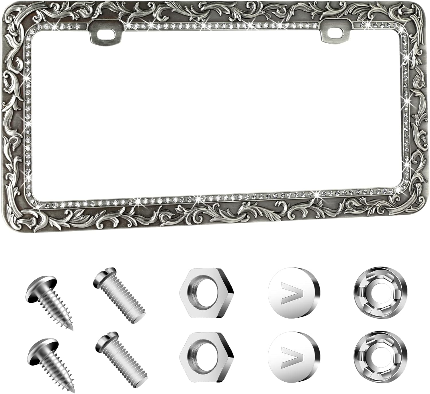 Valor Gel Metal Car License Plate Frame with Bling Rhinestones