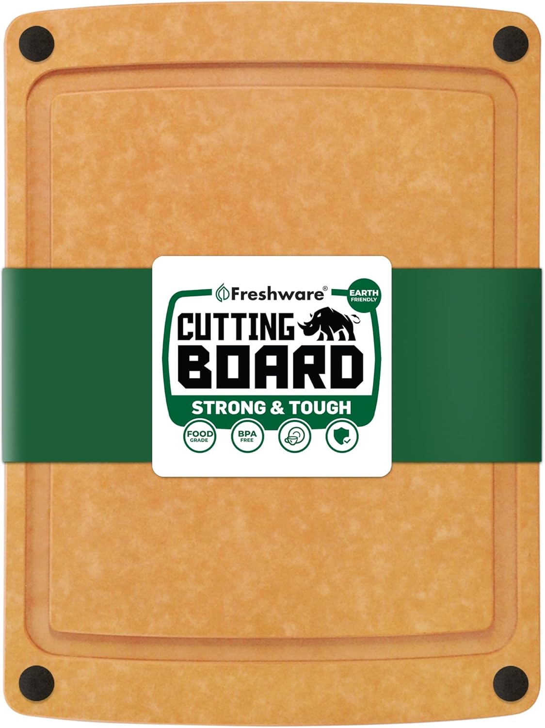 Freshware Wood Cutting Board with Juice Groove and Non-Slip Feet
