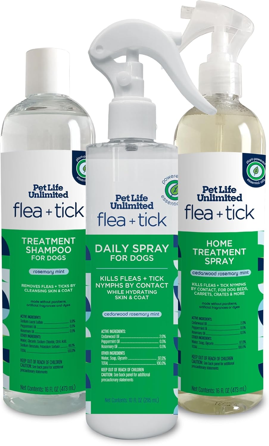 Natural Flea and Tick 3-Step Kit for Dogs - Plant-Based Solution