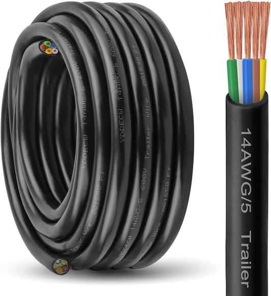 5 Way Trailer Wire 14 Gauge 25FT Heavy Duty Pure Copper Cable