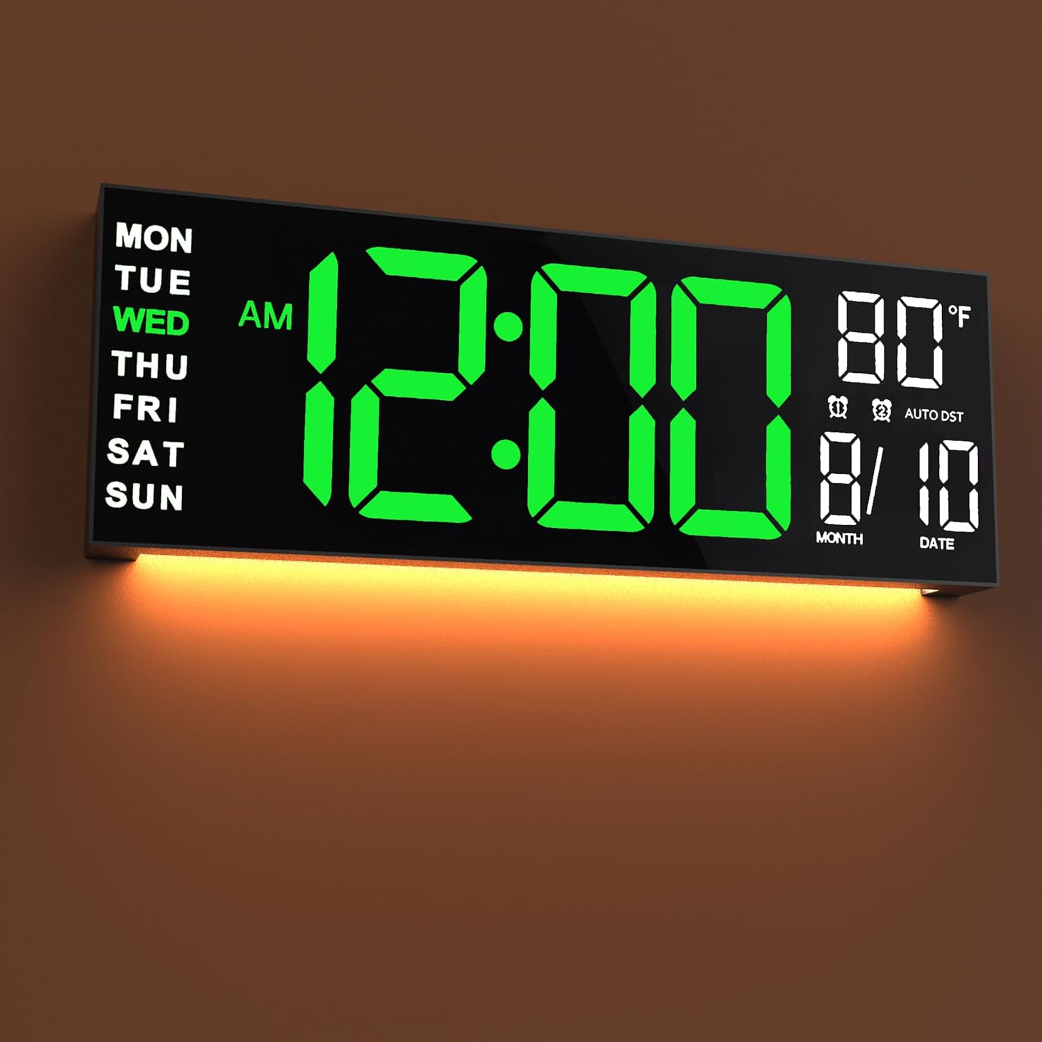 JALL 16-Inch Large Digital Wall Mount Clock with RGB Colors