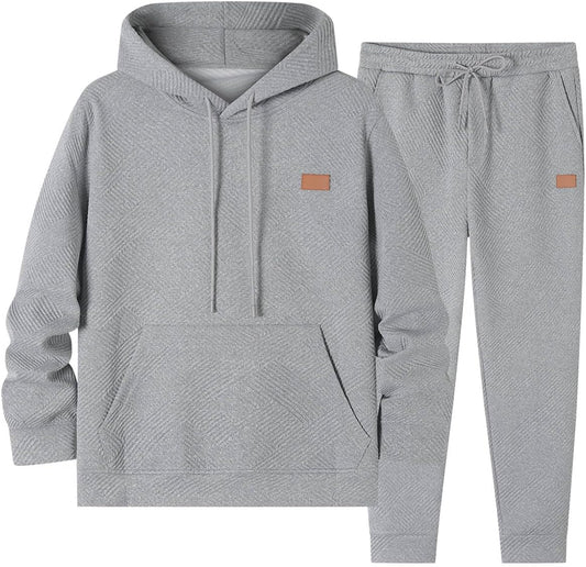 JMIERR Mens 2 Piece Jacquard Sweatsuit for Comfort and Style