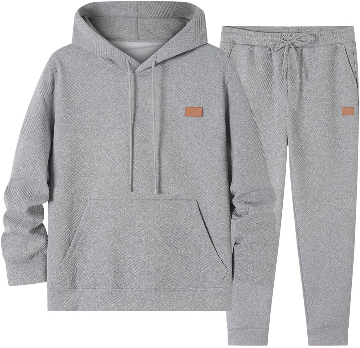 JMIERR Mens 2 Piece Jacquard Sweatsuit for Comfort and Style