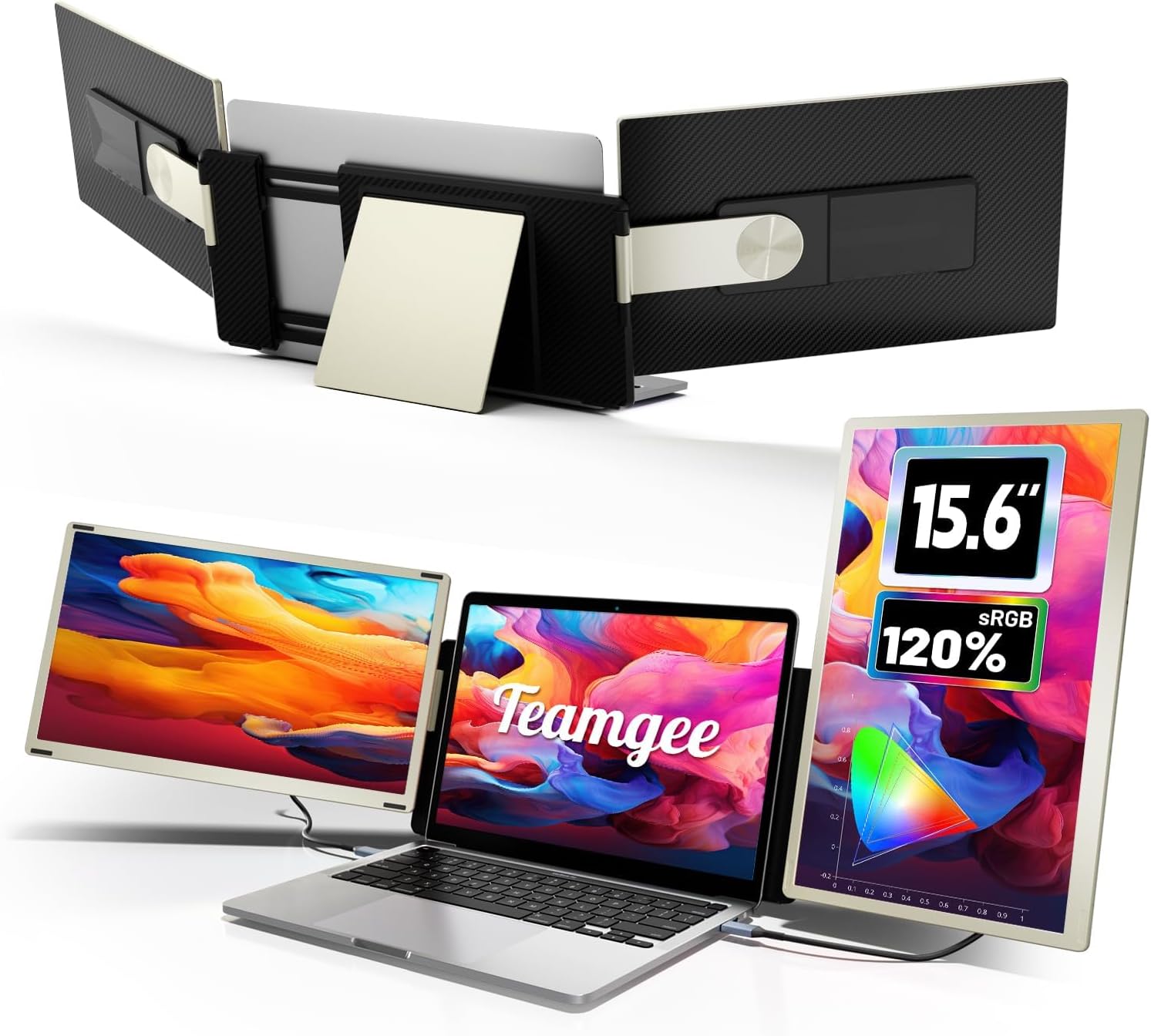 Teamgee Triple Portable Monitor: 120% sRGB FHD IPS