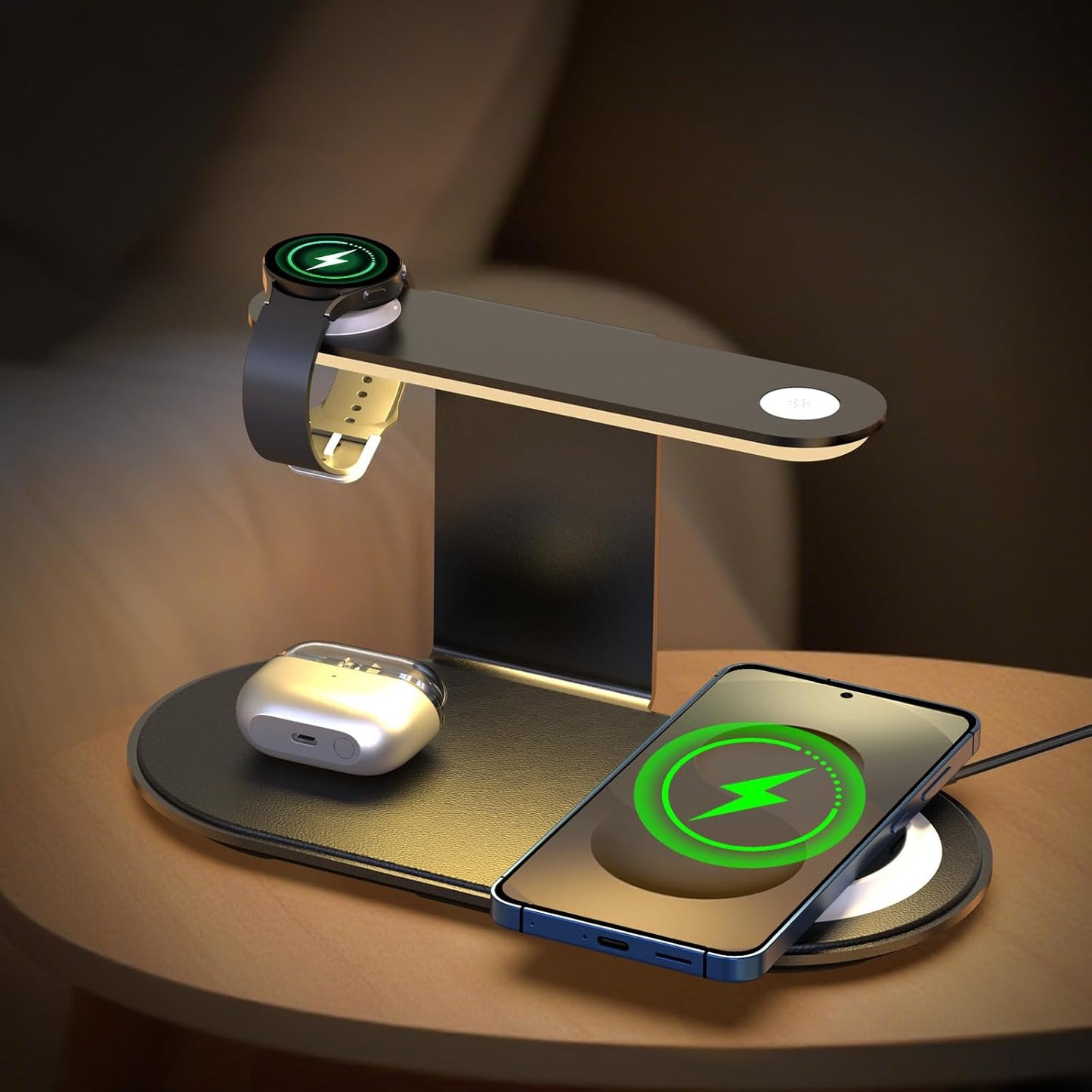 4-in-1 Charging Station for Samsung with Night Light & Fast Charge