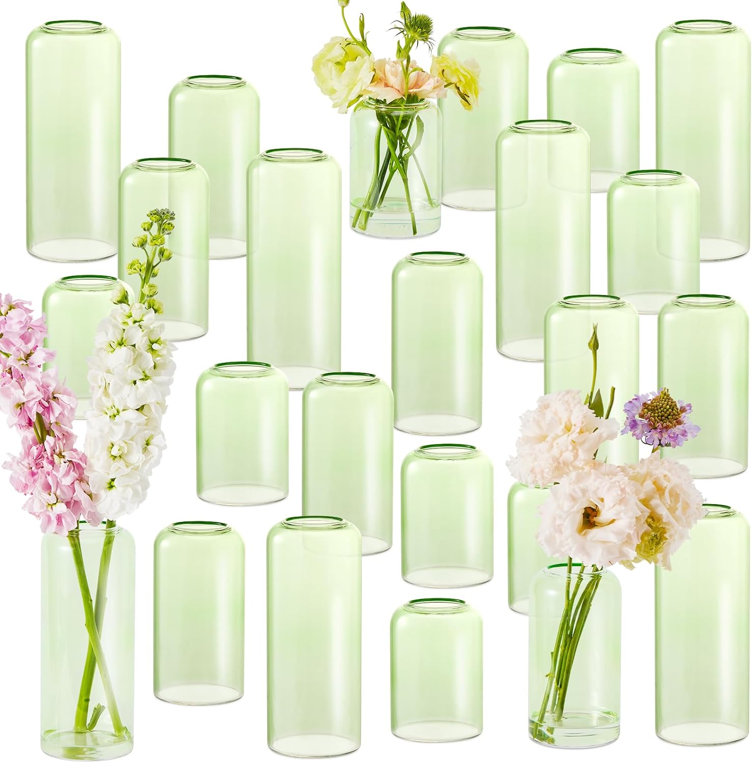 24Pcs Glass Flower Vases Set for Stunning Centerpieces