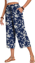 Anyhold Women's Capri Pants Drawstring Casual Palazzo - Comfortable