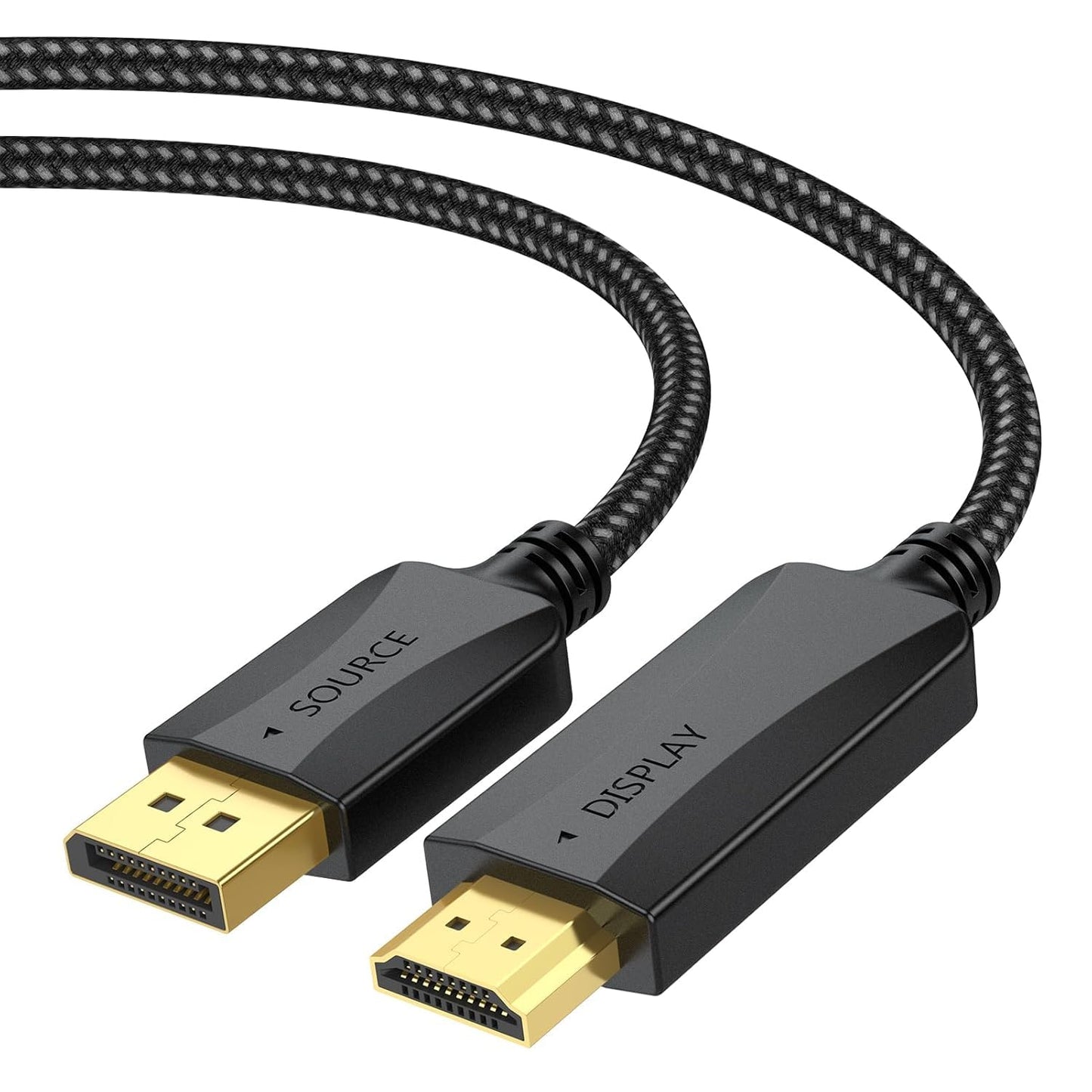 High Speed 4K DisplayPort to HDMI Cable, 4ft Nylon Braided - Vorothin