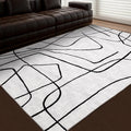 Abstract 6ftx9ft Black and White Rug - Washable Low-Pile Area Rug
