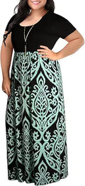 Nemidor Women's Chevron Print Plus Size Maxi Dress - Soft Stretch