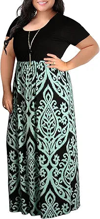 Nemidor Women's Chevron Print Plus Size Casual Maxi Dress Review
