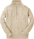 Kingdenergy Kids Turtleneck Cable Knit Sweater - Warm, Soft Pullover