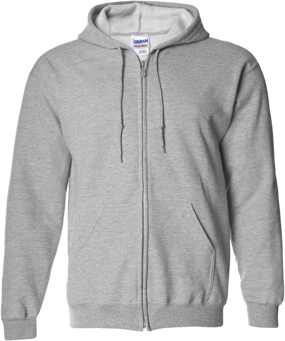 Gildan Heavy Full-Zip Hoodie, Sport Grey, Large | Cozy Comfort!