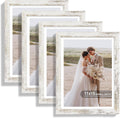 11x15 Picture Frame Set of 4 - Distressed White Real Glass Frames