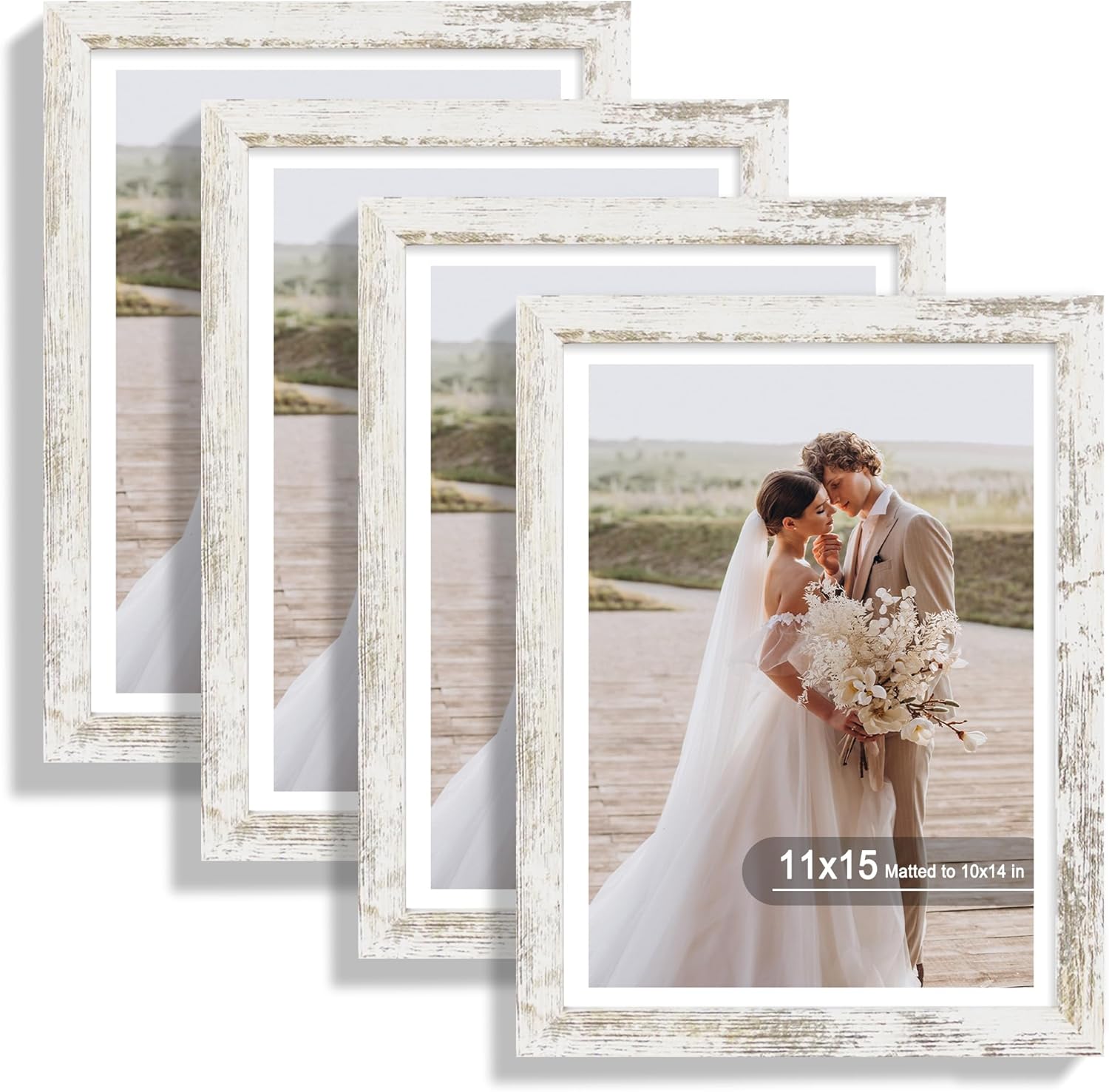 11x15 Picture Frame Set of 4 with Real Glass for Wall Display