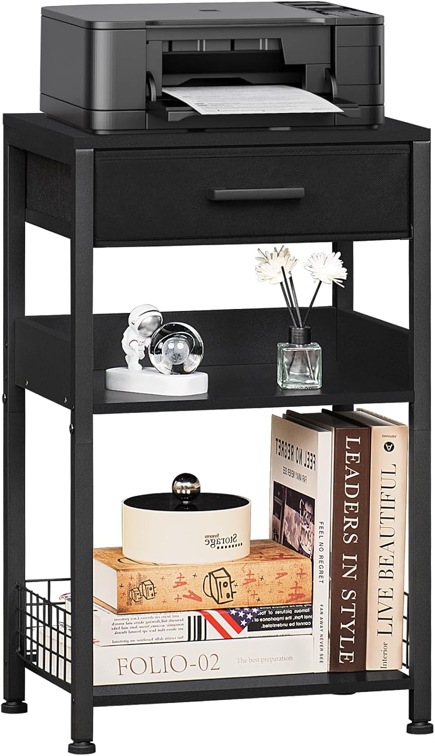 Lerliuo Black Printer Stand - 3 Tier Storage Solution