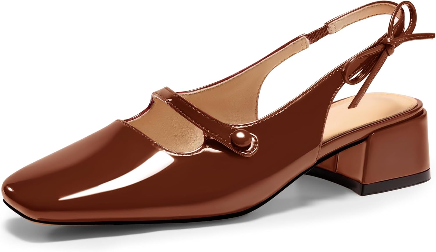 Coutgo Womens Mary Jane Shoes Slingback Chunky Low Heels
