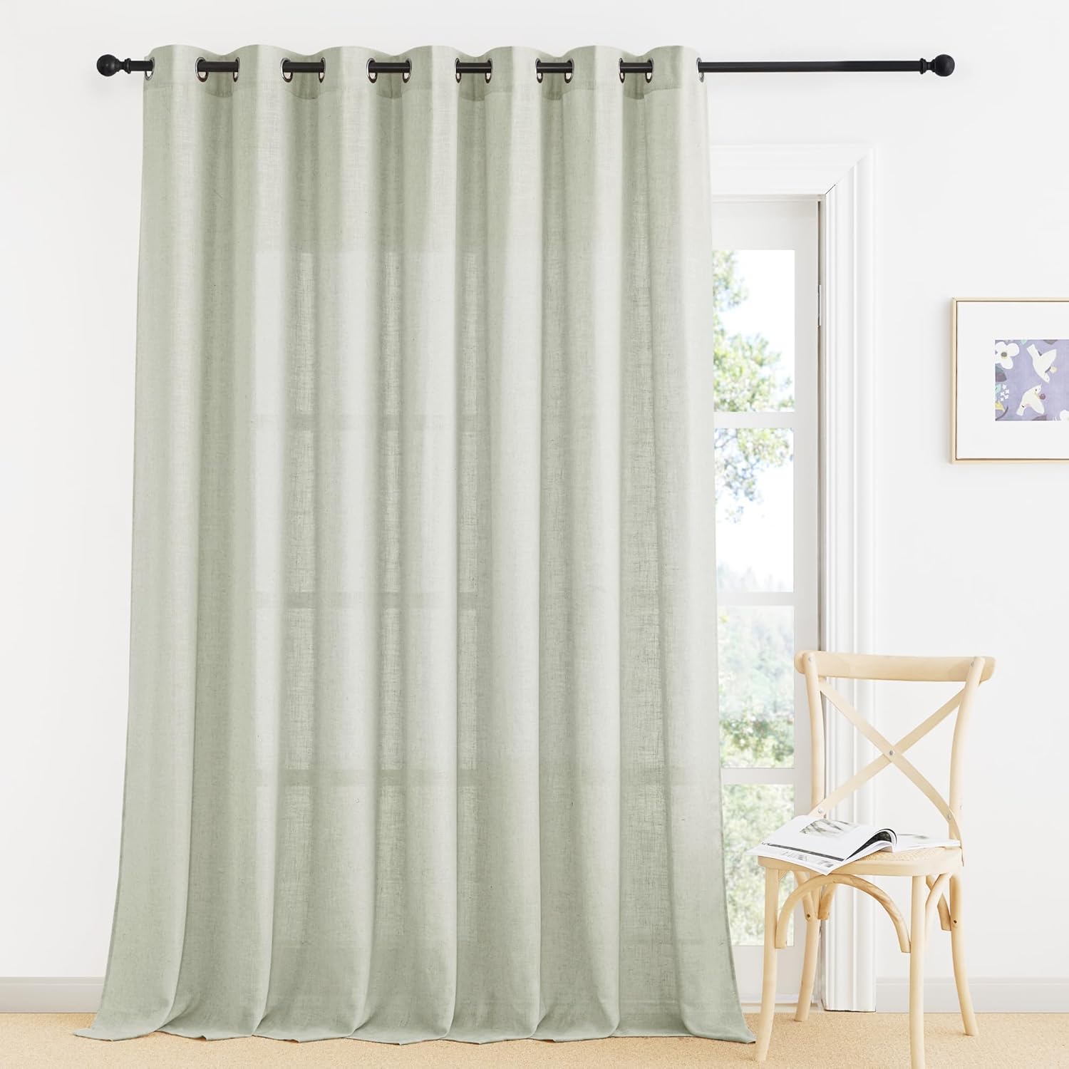 RYB HOME Extra Wide Semi Sheer Curtains for Room Divider