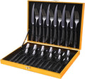 Hammered Black Silverware Set 24-Piece Flatware for 6 - Durable Style