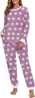 PrinStory Fluffy Pajamas for Women Soft Fleece 2-Piece Set