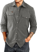 Men's Corduroy Shirt Jacket Shacket - Casual Western Long Sleeve