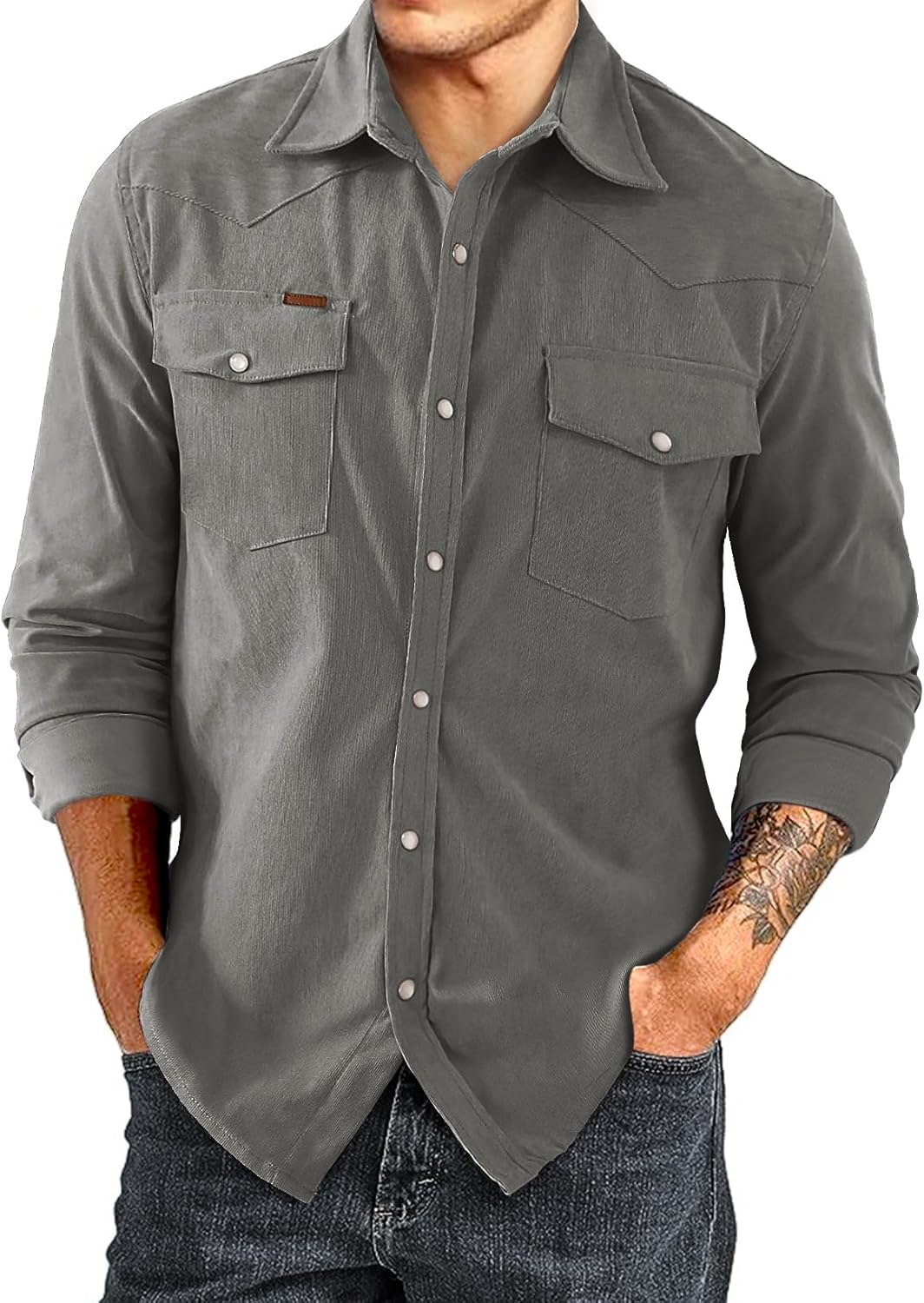 JMIERR Men's Corduroy Shirts for Casual Western Style Wear