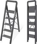 KINGRACK Aluminium 5 Step Ladder - Lightweight Folding Step Stool