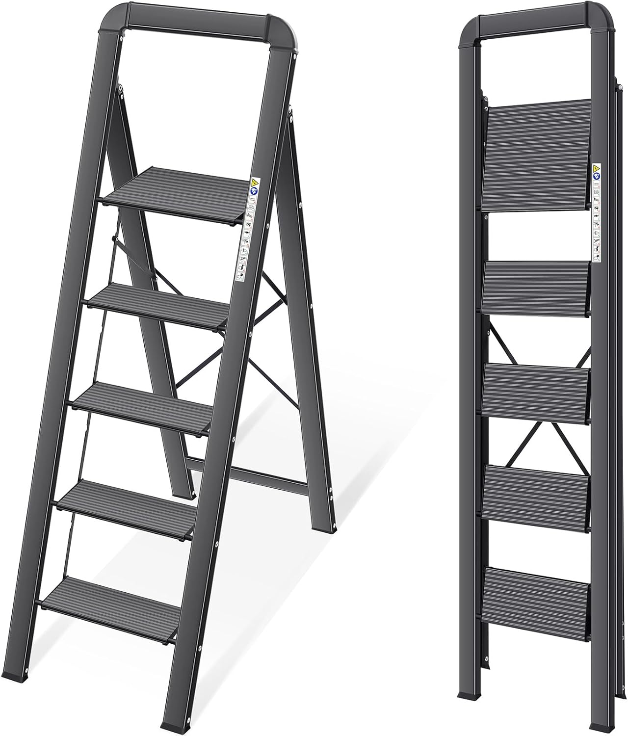 Lightweight 5 Step Ladder with Non-Slip Pedals and Handrail