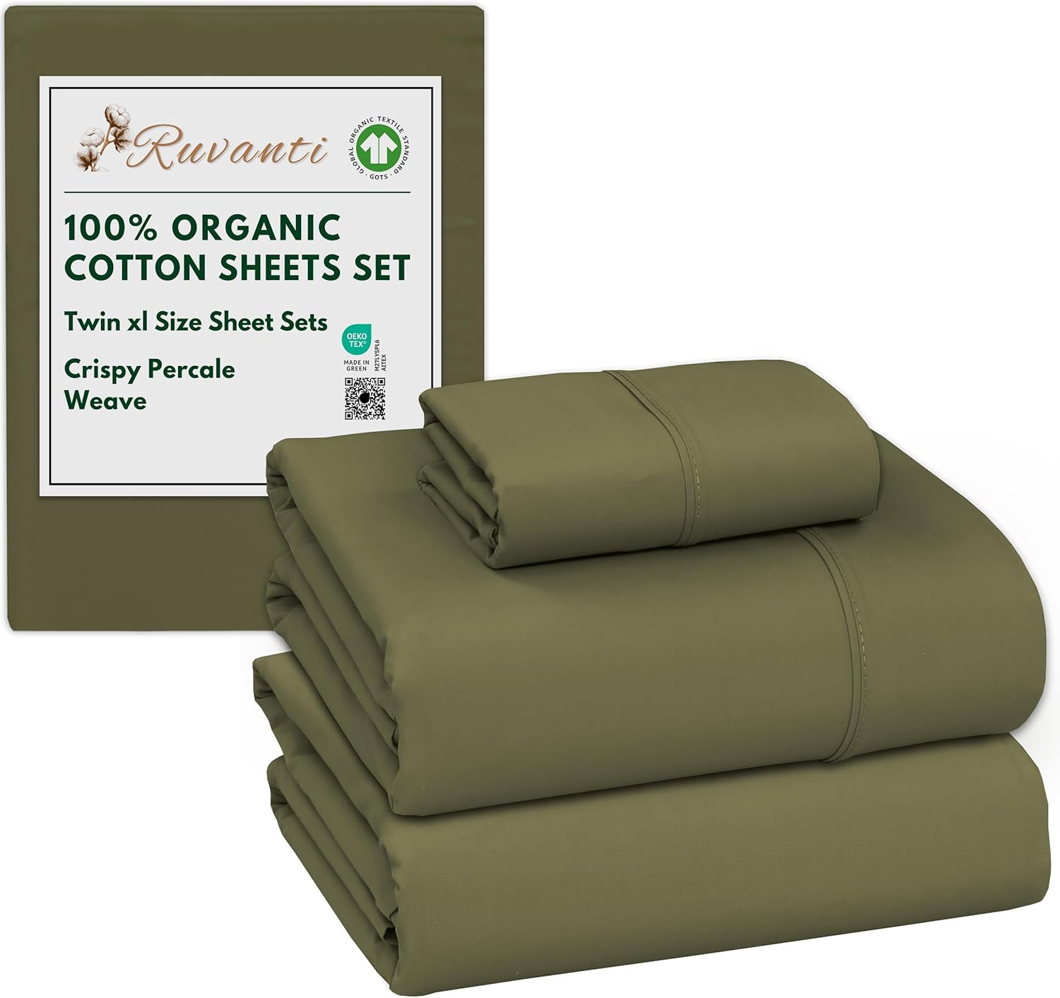 RUVANTI 100% Organic Cotton Sheets Twin XL for Comfort
