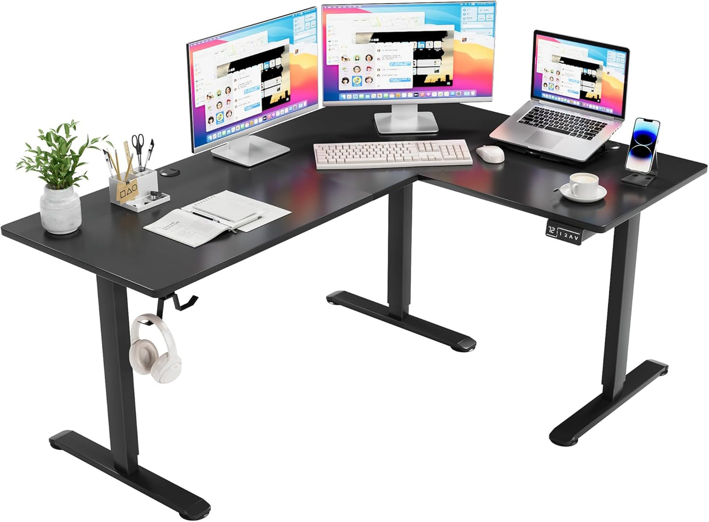 Furmax 63 x 48 Inch L Shaped Standing Desk for Home Office