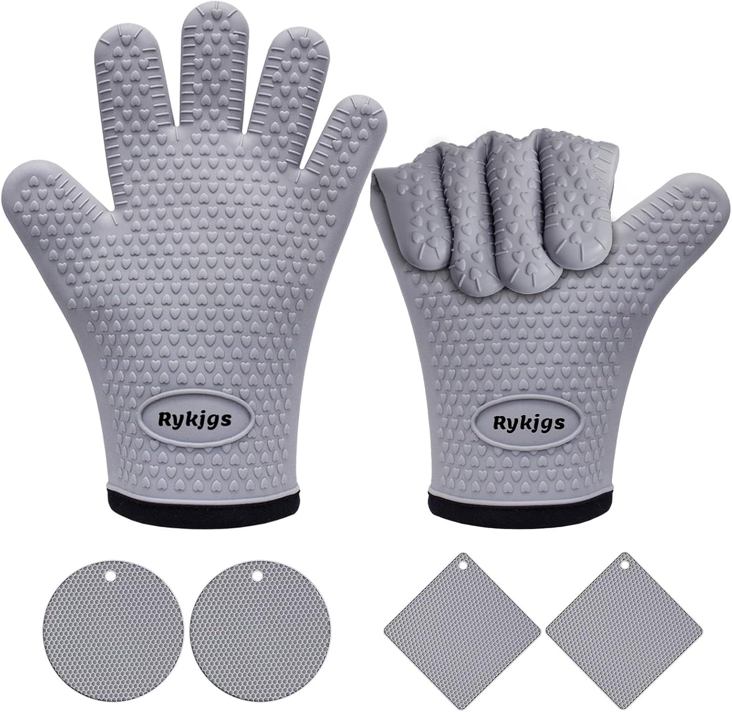 6pcs Silicone Oven Mitts Set: Heat Resistant Duo