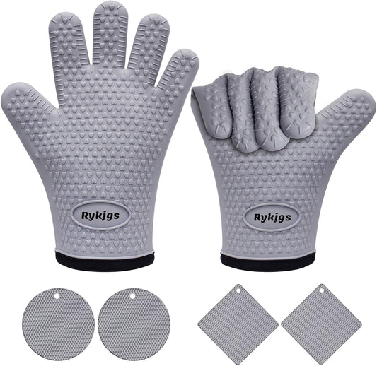 6pcs Silicone Oven Mitts Set: Heat Resistant Duo