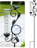 32in Garden Rain Gauge with Thermometer - Decorative Patio Gauge