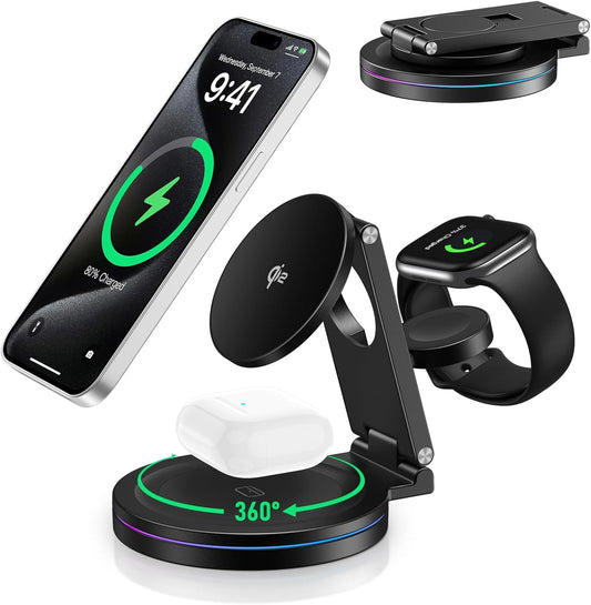 SDPRYXGS 2025 Upgraded Qi2 3-in-1 Magnetic Charging Station