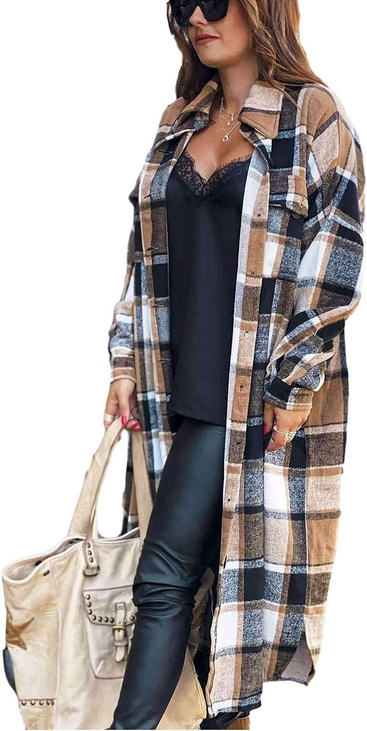 Omoone Women's Flannel Plaid Shacket for Chic Fall Style