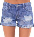 roswear Women's Ripped Mid Rise Stretchy Denim Jeans Shorts