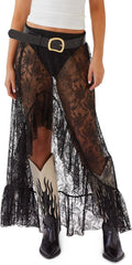 Cicy Bell Womens Lace Maxi Skirt - Sheer High Low Asymmetrical Beach